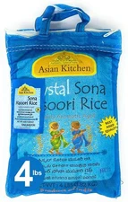 Asian Kitchen Crystal Sona Masoori Aged Rice 4-Pound Bag, 4lbs (1.81kg)
