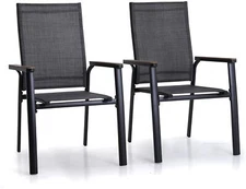 Outdoor Dining Chairs Set of 2 Stackable Patio Chair for Porch Balcony Armchair