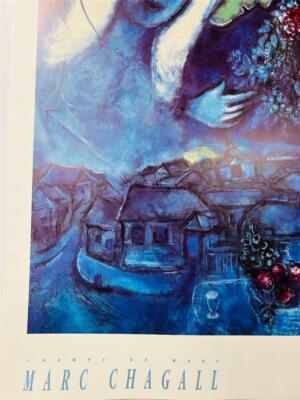 Marc Chagall Champs de Mars Offset Lithograph France Paris Bride
