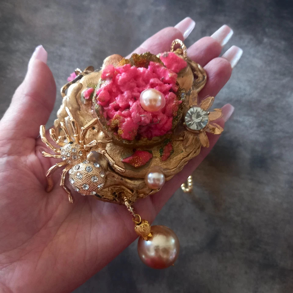 Collar de joyería de lujo estilo vintage colgante mujer flor araña estrás babero Foto 3 de 4