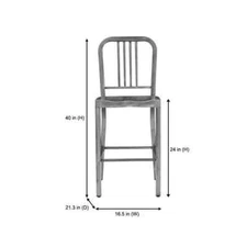 StyleWell Counter Stool 39" H X 17" W, Square Seat High Back In Gunmetal Gray