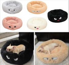 Donut Plush Pet Dog Cat Bed Fluffy Soft Warm Calming Bed Sleeping Kennel Nest