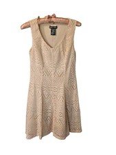 Paper Doll Sleeveless Pink Lace Overlay Swing Dress Lined V-neck Size Small 