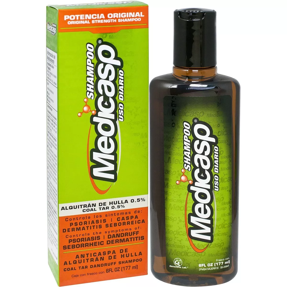 2 MEDICASP PACK OF 2 Coal Tar Gel Dandruff Shampoo CONTRA LA