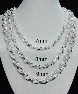 chain diamond mens rope chain sterling silver