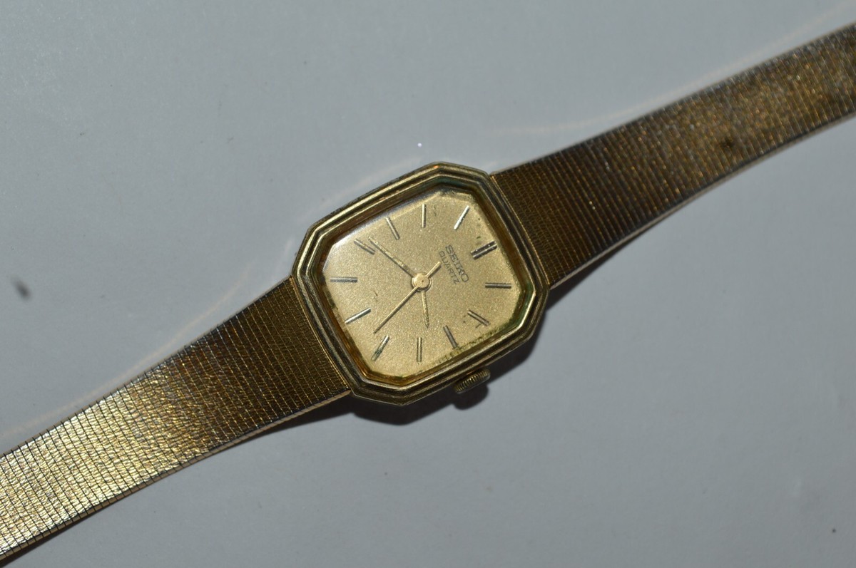 セイコー 18KT 腕時計 Seiko Watch 1421-5619 Quartz Ladies Gold Dial 18mm Made In