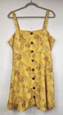 Lulus Floral Fit & Flare Yellow Multicolor Mini Dress Size XL