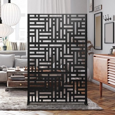 Metal Outdoor Privacy Screen, Freestanding Outdoor Divider Decorative Privacy...