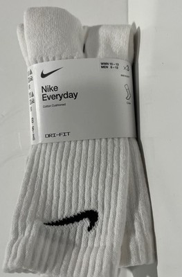 NEW Nike Men's 3 Pack Everyday Cotton Cushioned Crew Socks Size Large