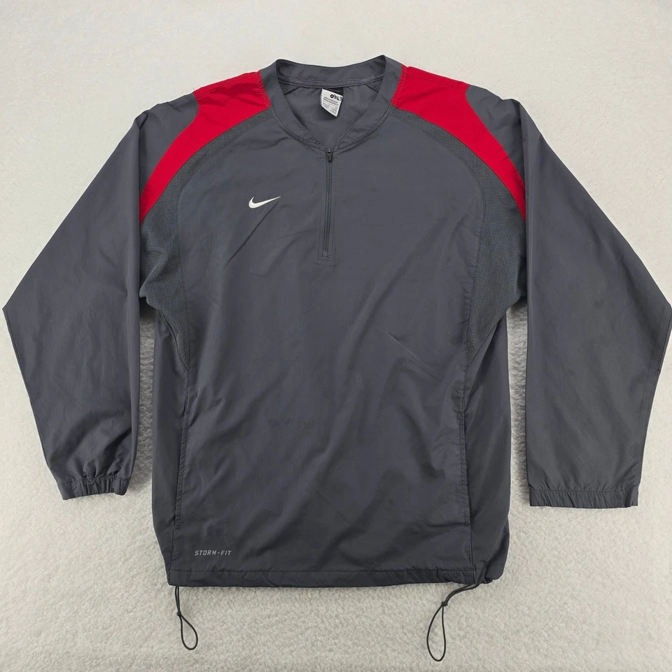 Nike Storm Fit Mens Gray Red Half Zip Pullover Jacket Size Small - Image 2 of 4
