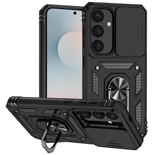 For Samsung S26+ Plus Case Shockproof Ring Stand w/ Lens Cover + Tempered Glass