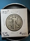 1921 D Denver Mint Walking Liberty Silver Half Dollar Key Date 90% silver Coin
