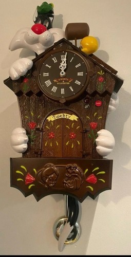 Vintage Looney Tunes Sylvester and Tweety Animated Cuckoo Clock (Read Desc) - Picture 7 of 12