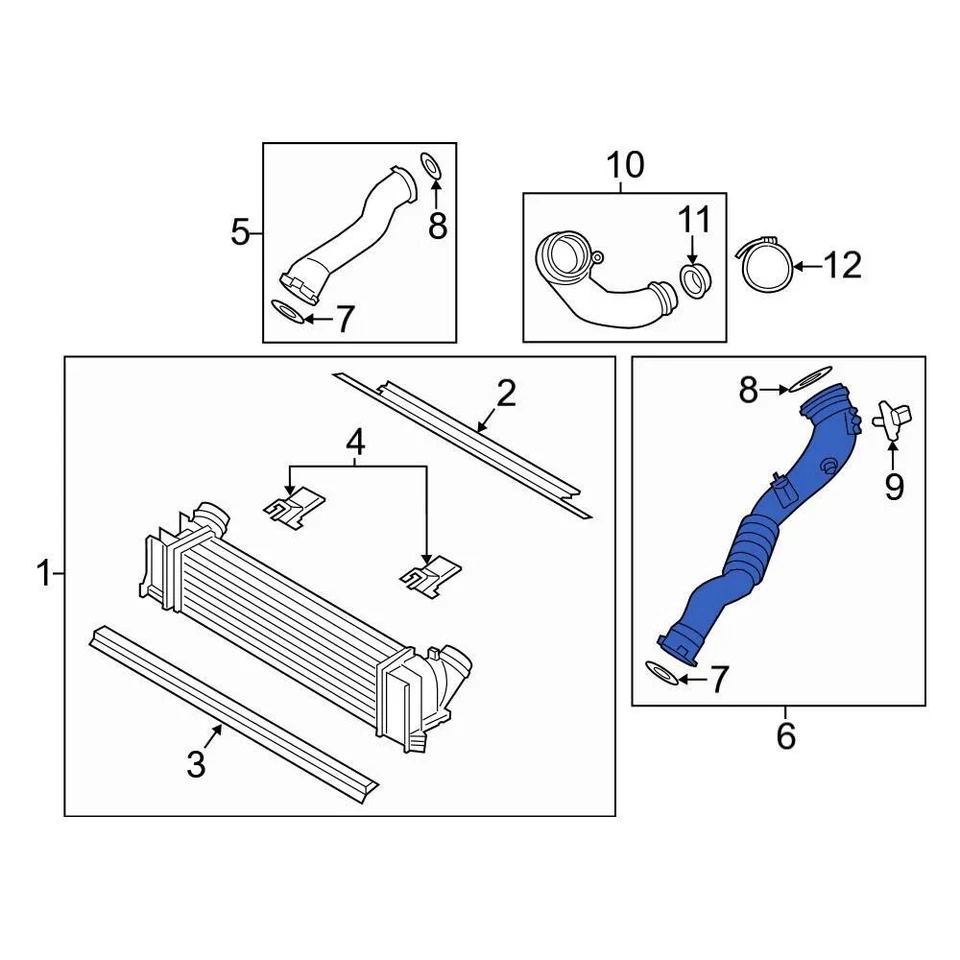 For BMW 320i xDrive 2013-2016 BMW 13717605044 Left Intercooler Pipe Foto 2 de 4