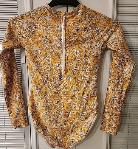 Art Class Long Sleeve Swimsuit Rash Guard Girls XL 14/16 Yellow BOHO Floral - Picture 3 of 5