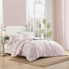 Laura Ashley Comforter Set - Delphine Pastel Pink, Full/Queen with Shams, Floral
