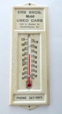 Vtg Mobil Gas Erb Bros Used Cars Metal Thermometer Gas Station Advertising Sign Vtg Mobil Gas Erb Bros Used Cars Metal Thermometer Gas Station Advertising Sign