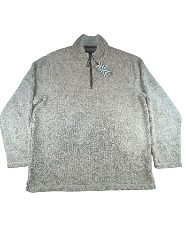 NWT - True Grit Men's Hearth & Soul Suede Sherpa 1/4 Zip Pullover Resin Soft - Image 2 of 4