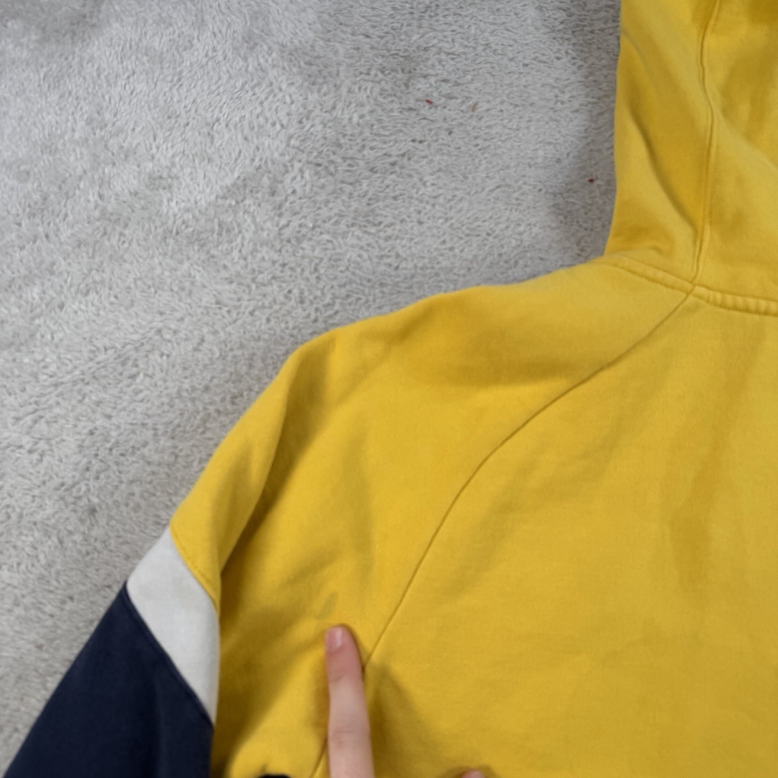 Nike Hoodie Mens Medium Yellow Navy Full Zip Fleece Big Swoosh Jacket Y2K thumbnail 10