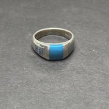 Vintage Sterling Silver Blue Greek Key Ring Size 7.75 Signed Marsala 925