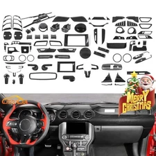 Interior Exterior Decor Cover Trim Overlay Kit for Ford Mustang 15-23 Carbon Fib