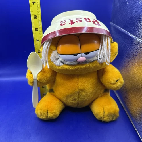Cuenco y cuchara de pasta de ataque de espagueti de peluche Garfield vintage Dakin 1981 Jim Davis - Imagen 9 de 9