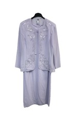 R M RICHARDS 2-Pc Dress/Jacket Set Size 18 Purple Beaded Elegant Mother Bride