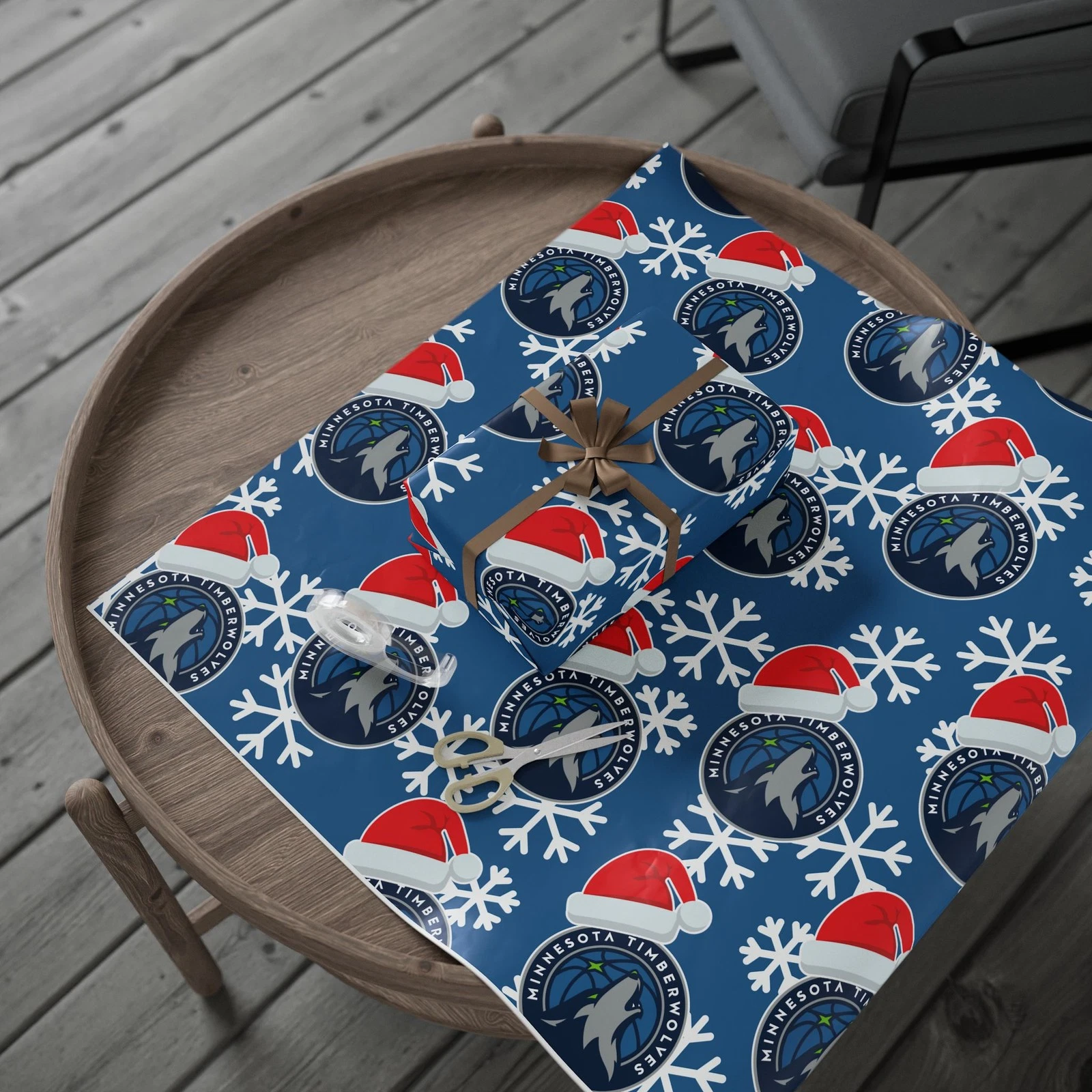Minnesota Timberwolves Gift Wrapping Paper for Holidays, Christmas