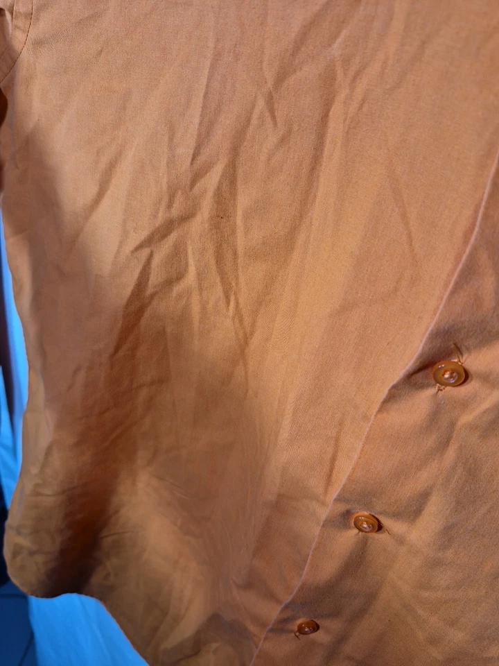 Berlioni Mens dress shirt L Button Up Long Sleeve Cotton Orange  - Image 2 of 4