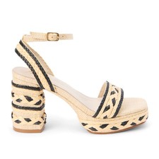 Matisse Lyla Ankle Strap Block Heels Platform Womens Beige Casual Sandals LYLA-