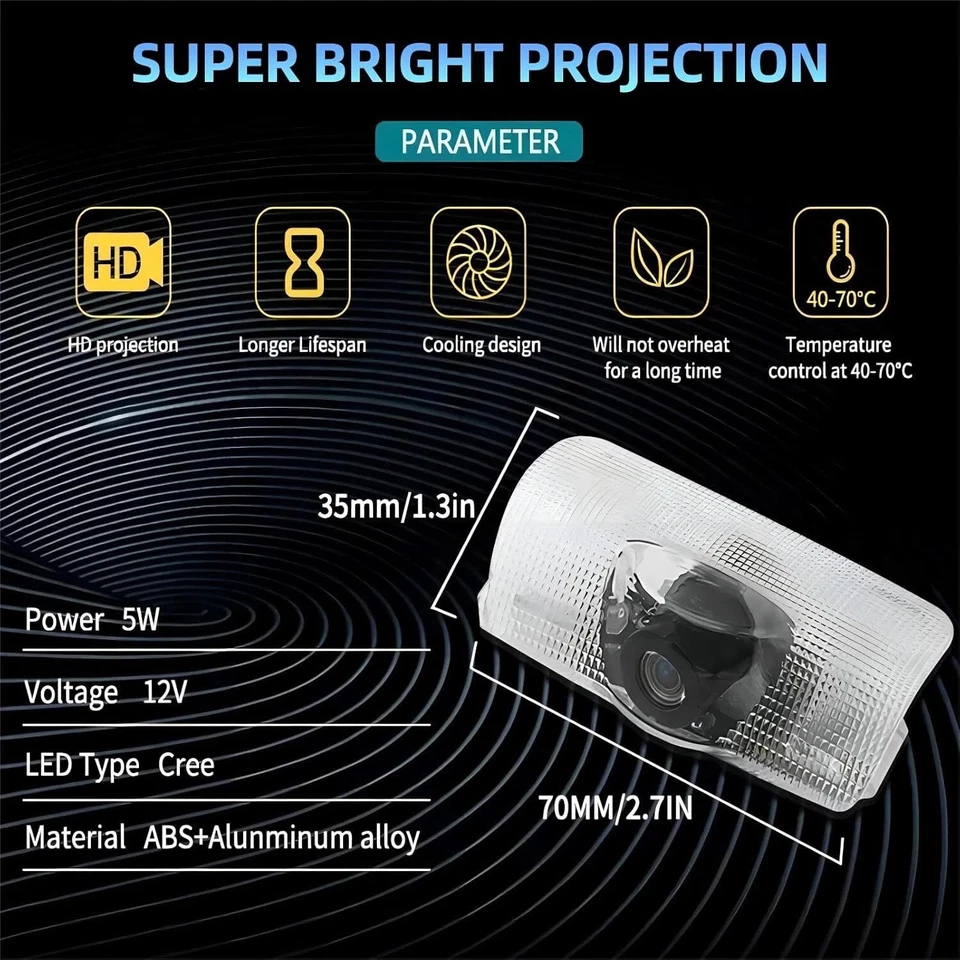 Luces de sombra fantasma cortesía charco puerta LED HD 4 piezas para Toyota Highlander Foto 4 de 4