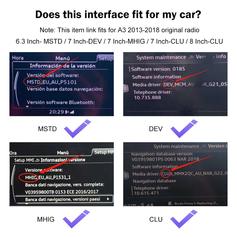 For Audi A3 A4 A5 A6 A7 A8 Q3 Q5 Wireless CarPlay Android Auto Retrofit Decoder - Image 3 of 4
