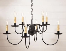Bloomfield 8 Arm 2 Tier Metal Chandelier In Black. Country Hanging Light