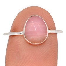 Natural Faceted Pink Opal - Peruvian 925 Silver Ring Jewelry s.8.5 CR68899