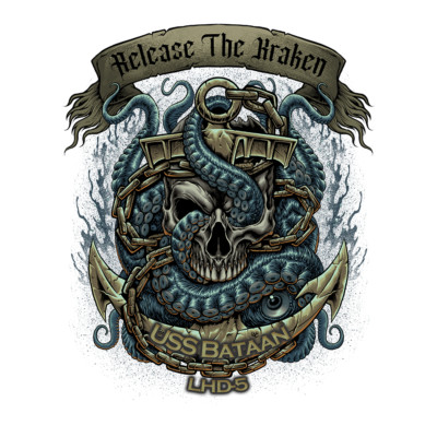 USS Bataan	LHD-5 Release The Kraken USN US Navy Vet Prior Service 5'' Sticker
