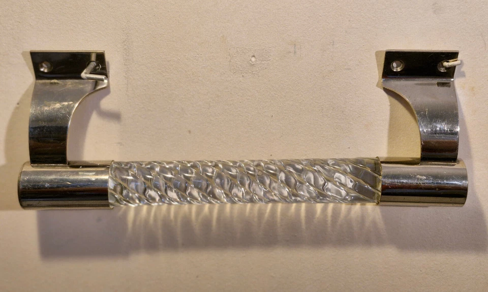 Murano Venini, Barovier... - Poignée de porte en verre "torcello"/bronze nickelé - Photo 2/4