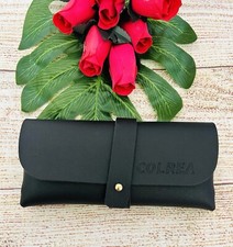 COLREA Black Faux Leather Sunglasses Case