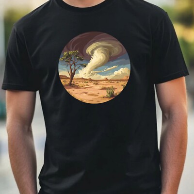 Herren T-Shirt Tornado Wüstenlandschaft Motiv Baumwolle Größe XS bis 5XL