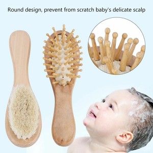2pcs Set Baby Safety Natural Wooden Comb Hair Brush Care Massage