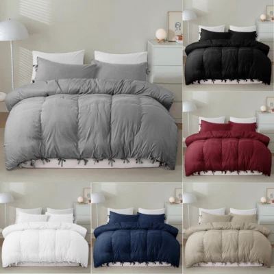 CPP EXPORT Duvet Cover Microfiber Quilt w/Bowknot Bow Tie Bedding Set Single Double King