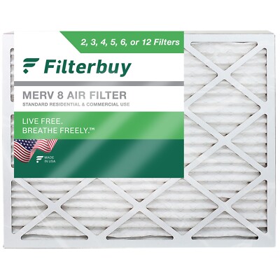 Filterbuy 20x22x2 Pleated Air Filters, Replacement for HVAC AC Furnace (MERV 8)