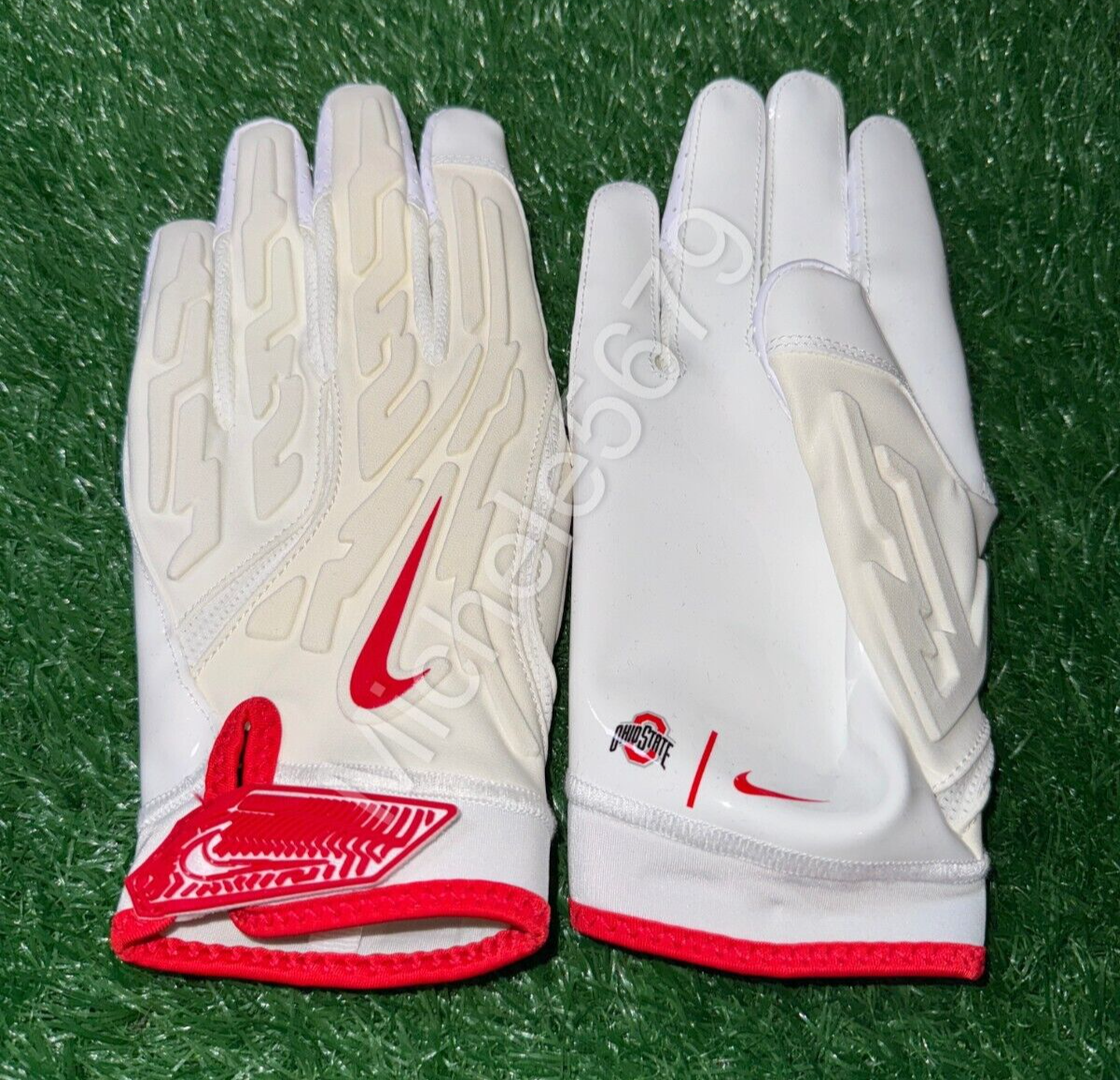 Nike Ohio State Team Issued Superbad 7.0 Football Gloves White Red