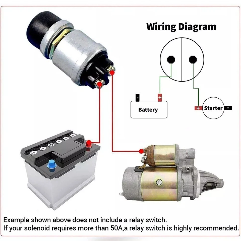 Push Button Engine Starter Switch 12V 50A Diecast Aluminium Waterproof Momentary - Image 4 of 4