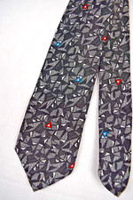 Neck Tie VTG 80s Herringbone Mod Abstract Shapes Color Pop Triangle 51" x 2.25"
