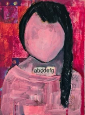 Original Teacher Portrait Painting Acrylic Figure Braid ABCs School Canvas Art