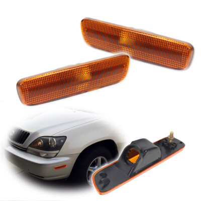 For Lexus RX300 1999-2003 Front Fender Side Marker Lights Set RH & LH Amber Lens