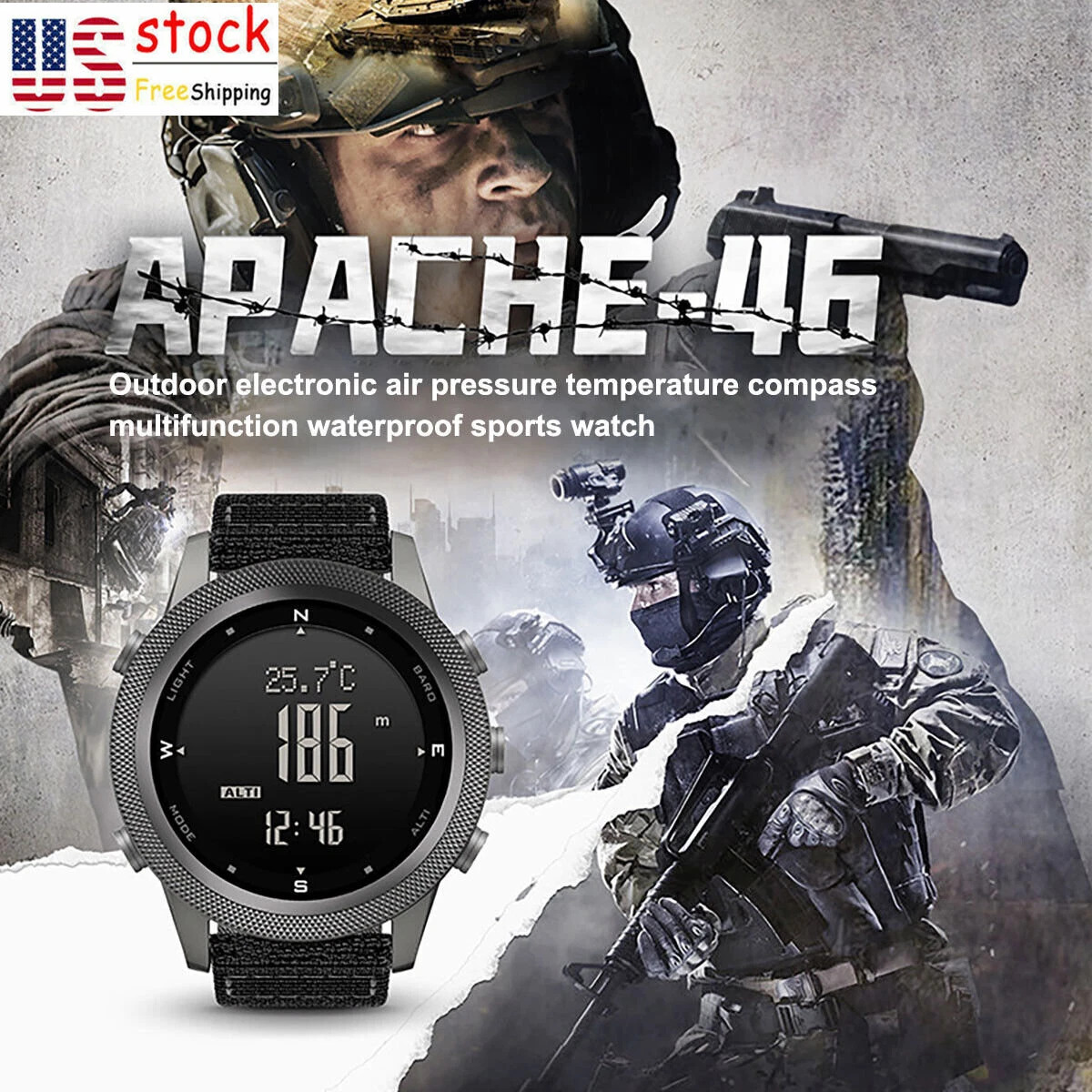 North Edge Apache 3 Smart Men Military Sport Digital Barometer Barometer  Watches