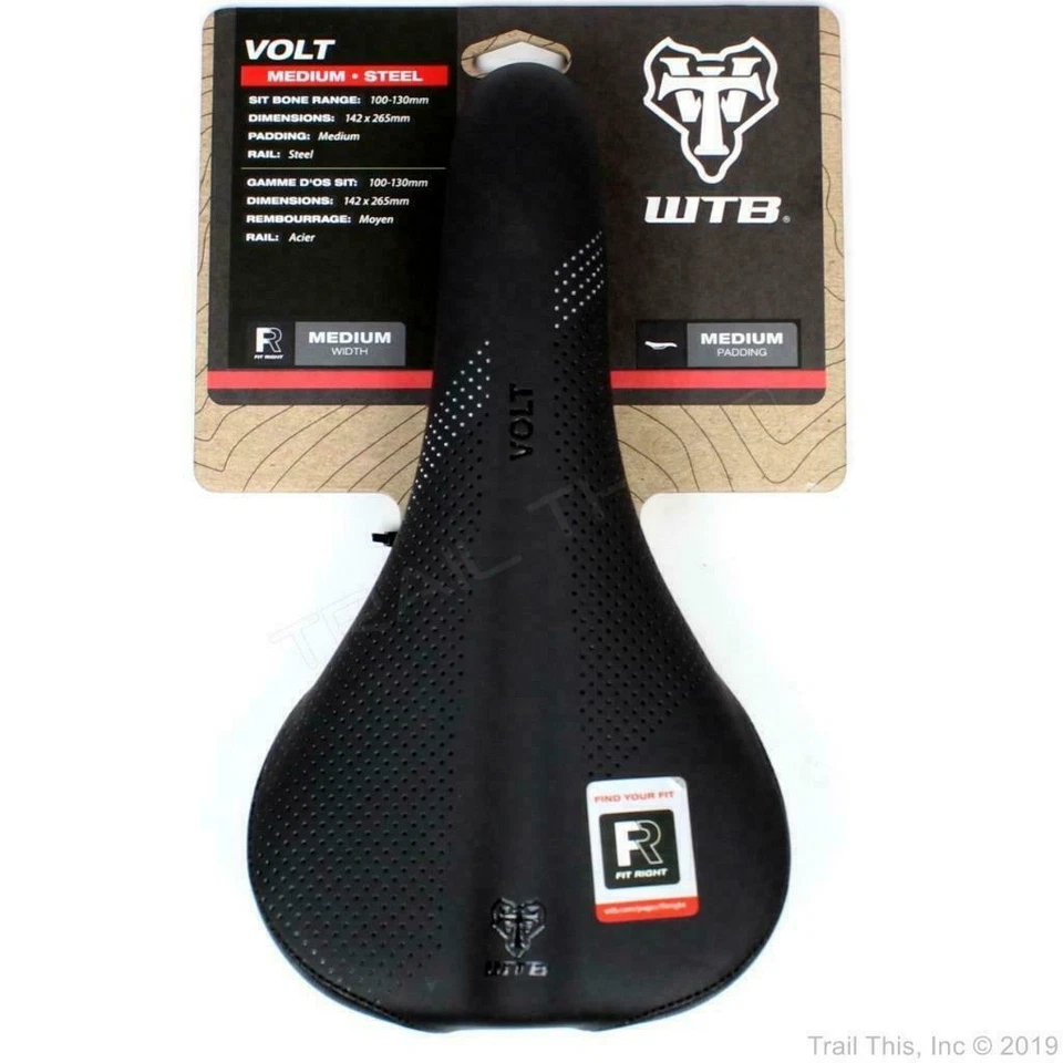 WTB Volt Medium (142mm wide) Black MTB Bike Saddle Unisex Seat Steel Rails - Image 2 of 4
