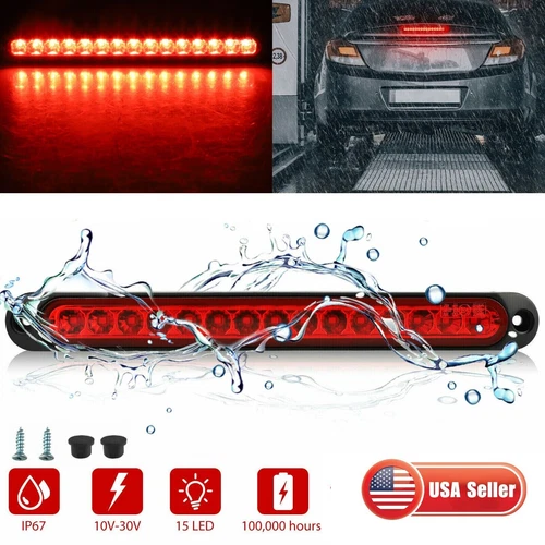 Red 15 LED Strip Stop Brake Turn Tail Light Bar 10" For Truck Trailer