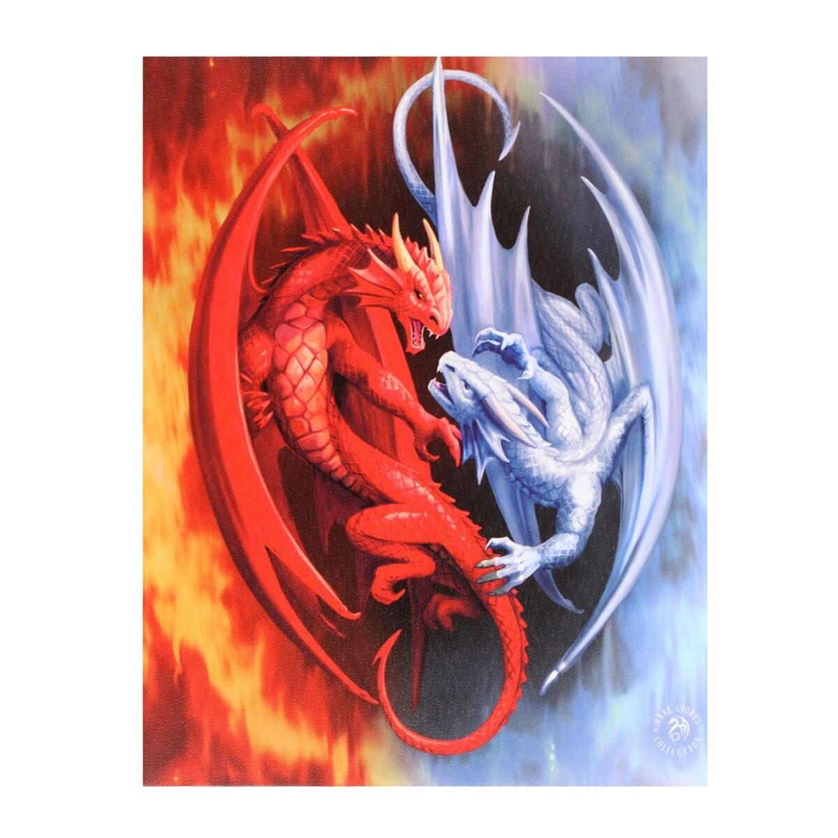 Dragon Fire & Ice by Anne Stokes Gothic  Small Canvas Wall Plaque Picture